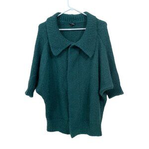 Wooden Ships Women's M/L Mohair Wool Dolman Sleeve Green Buttoned  Cardigan‎